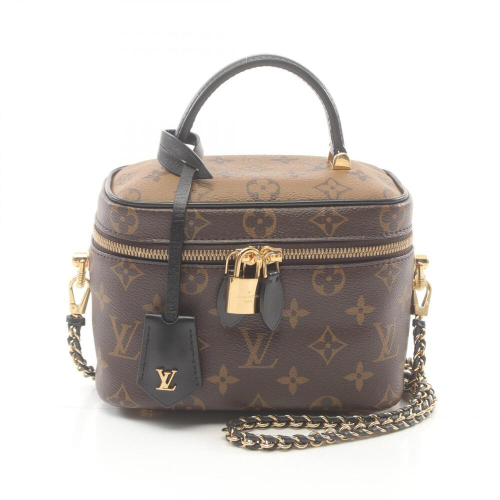 Louis Vuitton Vanity NV Handbag Canvas Leather Monogram Reverse Brown Black